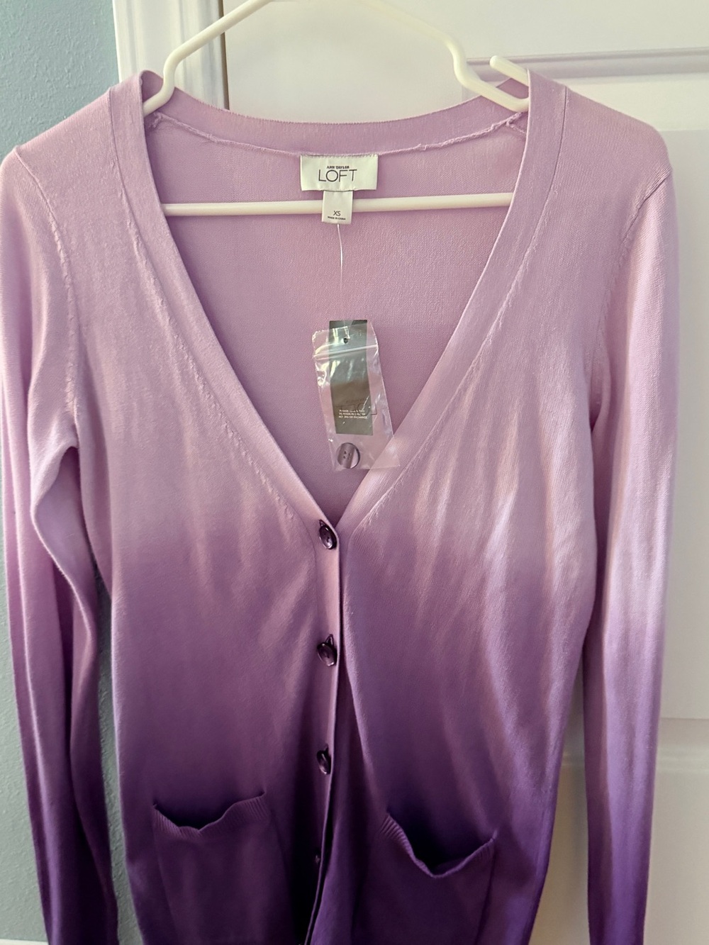 LOFT Lavender V-Neck Lightweight Knit Top